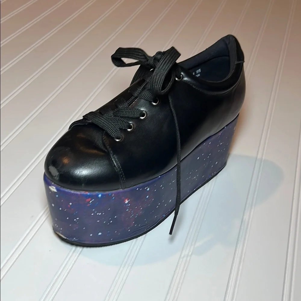 Hot Topic Black Platform Sneakers with Galaxy Print